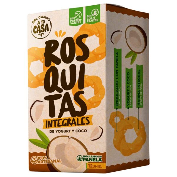 caja rosquitas integrales de yogurt y coco Caja rosquitas integrales de yogurt y coco x 12 unid.