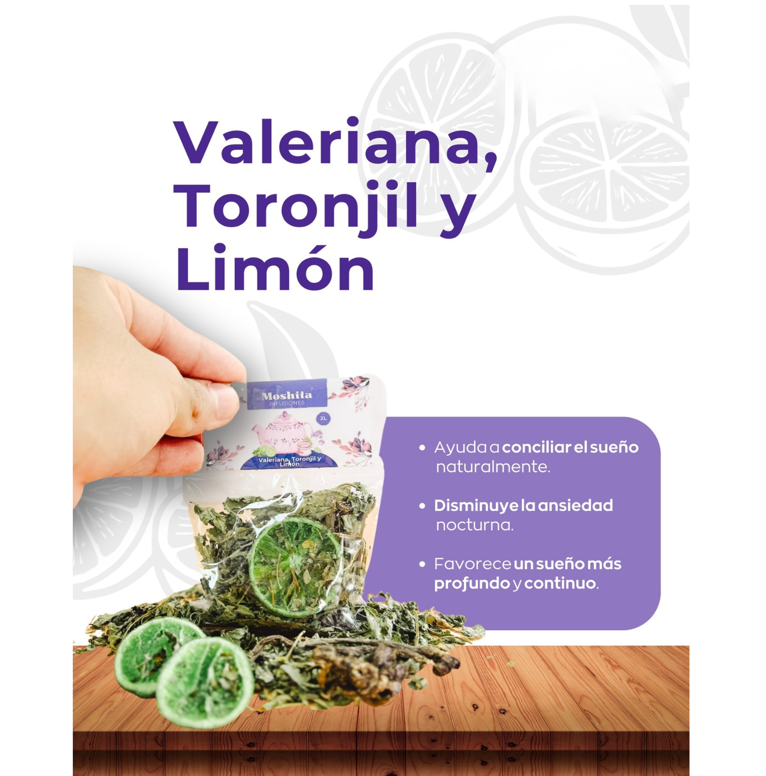 Infusión valeriana, toronjil y limón Infusión valeriana, toronjil y limón