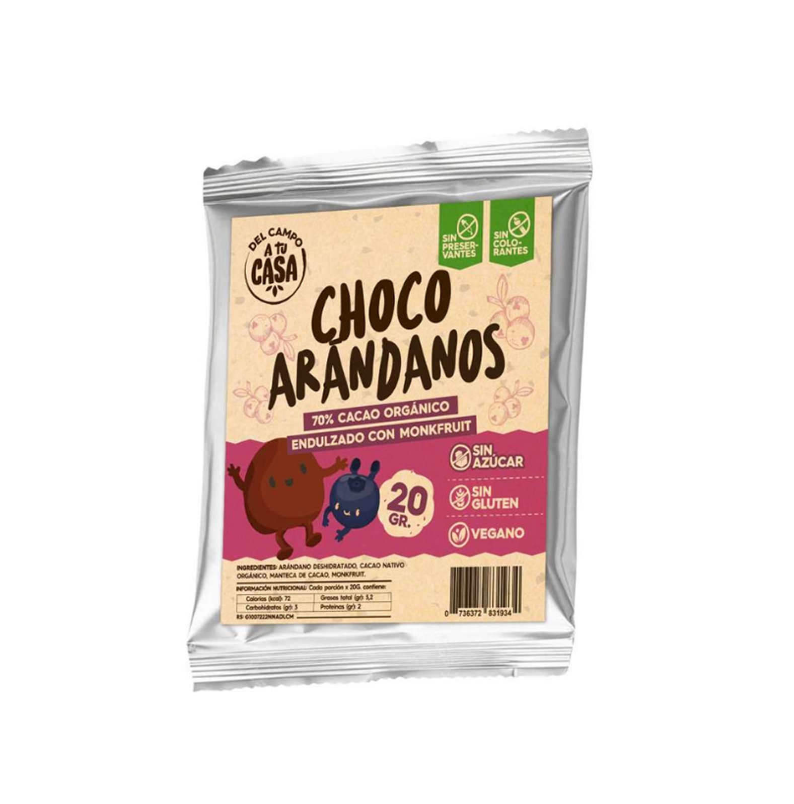 choco arándanos sin azucar 20gr Choco arándanos sin azucar 20gr