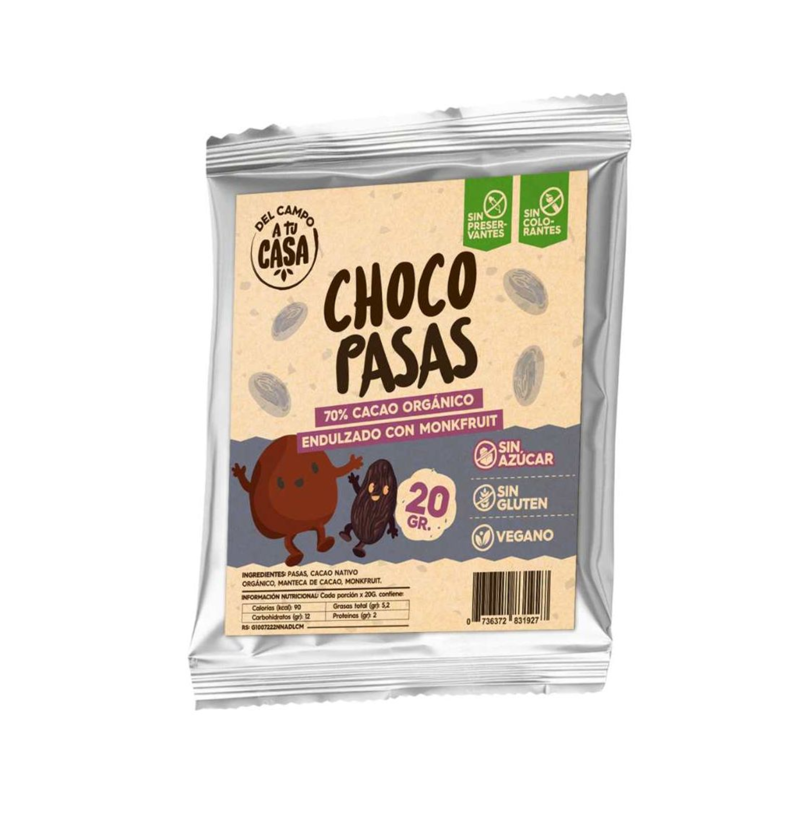 choco pasas sin azúcar 20gr Choco pasas sin azúcar 20gr