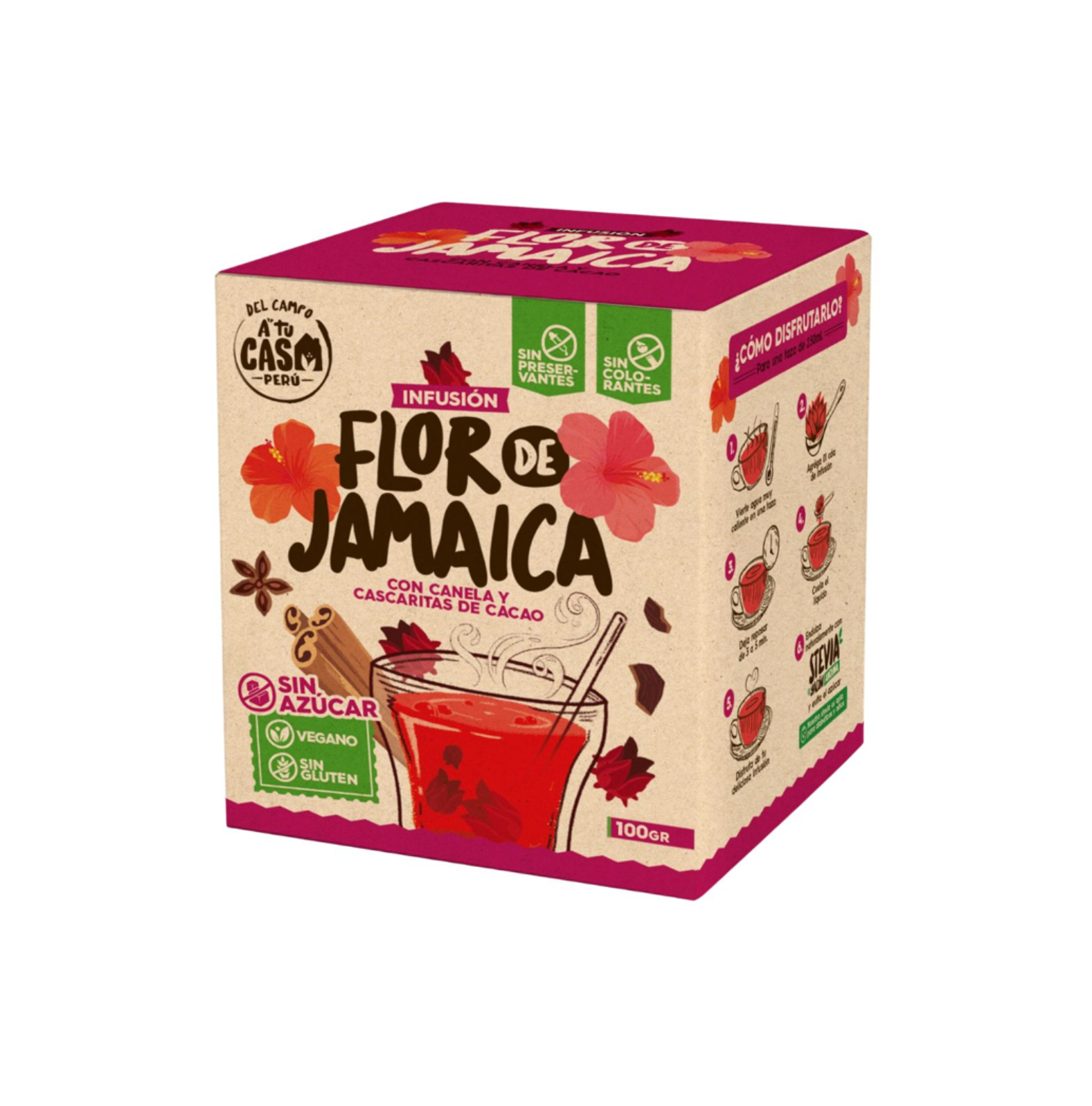 infusión flor de jamaica canela y cacao 100gr Infusión flor de Jamaica canela y cacao 100gr