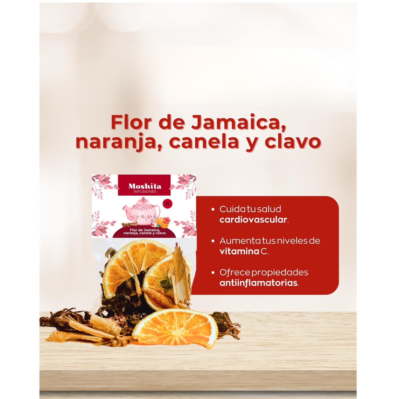 infusión flor de jamaica, naranja, canela y clavo Infusión flor de Jamaica, naranja, canela y clavo